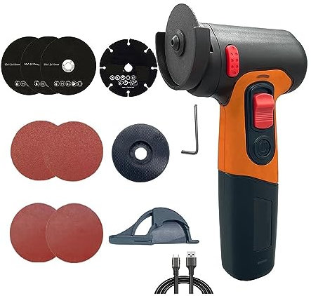 Amoladora de banco, Amoladora angular inalámbrica, Mini lijadora, batería de litio recargable por USB, máquina pulidora, corte de molienda, herramientas eléctricas DIY,Alta potencia(Oranje)