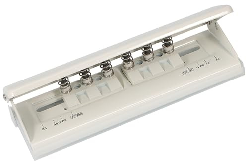 6-Hole Paper Puncher All Metal Adjustable, A5 A6 A7 6 Ring Punch with Positioning Mark, 6 Sheet Capacities Puncher for Dairy Planner, Personal, Agenda, Binder Refill Pages, White