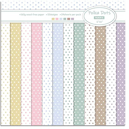 Musterpapier-Set, 24 Stück, 15,2 cm, rund, gepunktet, gemustert, Geschenkverpackung, für Zuhause, Festival, Urlaub, Kartendekoration