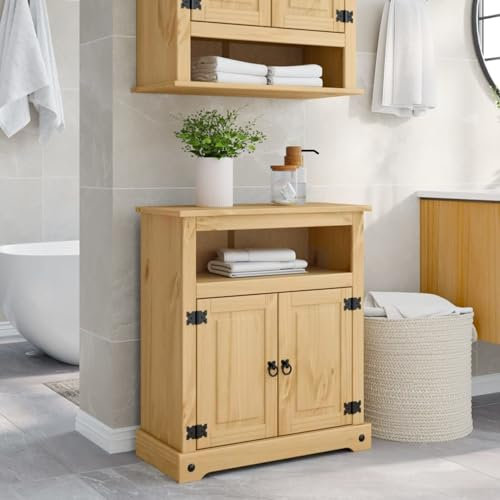Snsowed Mobile da Bagno Corona 70x33x80 cm in Legno Massello di Pino,Mobile Bagno,Armadietto Bagno,Mobiletto da Bagno,Mobile Sottolavabo Bagno-4013405