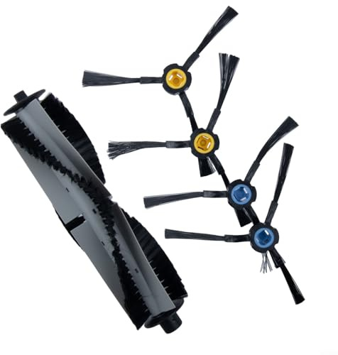 StarRing 5 Stück Ersatzteile Hauptrollenbürste Seitenbürste für Silvercrest SSR1 SSRA1, für A9S A9 A7 L100 Roboter-Staubsaugerzubehör, 4 Seitenbürsten, 1 Hauptbürste