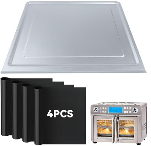 Crumb Tray Replacement for Emeril Lagasse 25 Qt Air Fryer, Drip Tray with 4 Pack Reusable Oven Liners Replacement Part Accessories for Ninja DT251 DT501