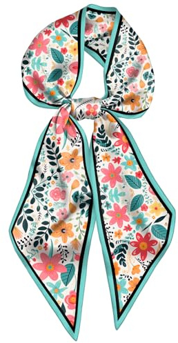 Deokke Foulard à cheveux en soie - Longue et fine - En satin - Tendance - Décoration mignonne - Pour femmes et filles - 150 x 17 cm, O-6-marron, taille unique