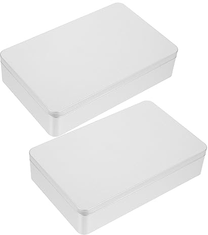 VILLCASE 2 pièces Boîte Tôle Vintage avec Couvercle Boîte de Rangement Multifonction pour Couture et Petits Objets Grand Format Gris
