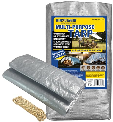 Heavy Duty Waterproof Tarp 10' x 13', 8 Mil Thick Multipurpose Poly Tarp Cover, UV Resistant & Tear Proof, Outdoor Tarpaulin for Camping, Patio, Car