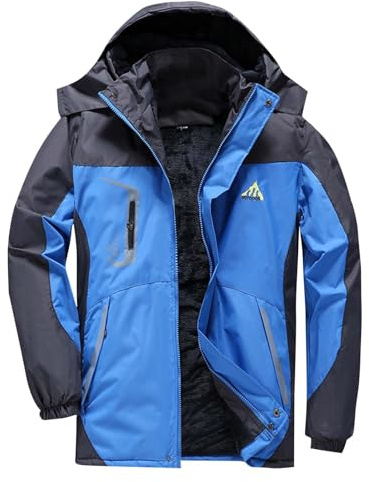 Générique Veste Hiver Homme Coupe-Vent avec Doublure Polaire Capuche Amovible Blouson de Ski Imperméable Parka Chaude Fonctionnelle avec Poches Zippées pour Randonnée Neige Quotidien