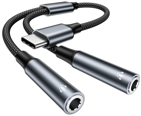 Pamker Adaptateur USB C Jack 3,5 mm, Adaptateur Double Jack USB C Splitter | jack USb C Cable adaptateur Casque Prise JACK pour iPhone 17Air/16/15 Pro Max Plus, iPad, Samsung S25/S24/S23, Pixel