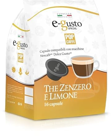 160 Capsule Tisana Zenzero e Limone marchio POP CAFFE' compatibile con DOLCE GUSTO E-Gusto 10 Sacchetti da 16 Capsule