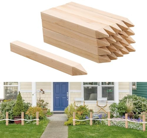 VEVOR träpinnar, 20 st. 25,4 x 25,4 x 304,8 mm träpinnar, trästolpar med skarp spets, staketstolpar av gran, vägskylt för lerstaket, bakgårdsgränser, grundlinjer