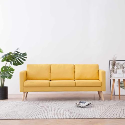 Frdhee Polstersofa,3-Sitzer-Sofa Stoff Wohnzimmer Couch Gelb Schlafsofa,Sofabett für Wohnzimmer Wohnung und Büro,Einfache Montage