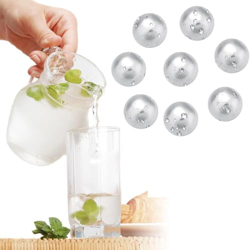 ERYUE Ensemble de 2 Pierres de Refroidissement pour Boissons au Whisky, en Acier Inoxydable, pour la Maison, le Pub, le Club, Serveur Fête (Ballon rond)