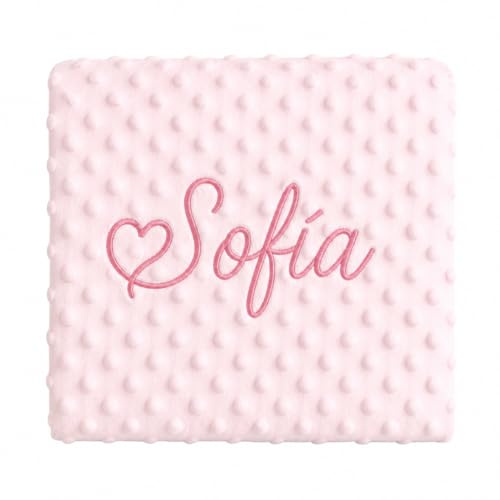 Manta Bebe Personalizada con Nombre Bordado Regalo Recien Nacido Original | Mantita ExtraSuave 80x110 Niña/o para Cuna Carrito Moises Regalos Bebes Babyshower Bautizos Arullo Color Rosa - Danielstore