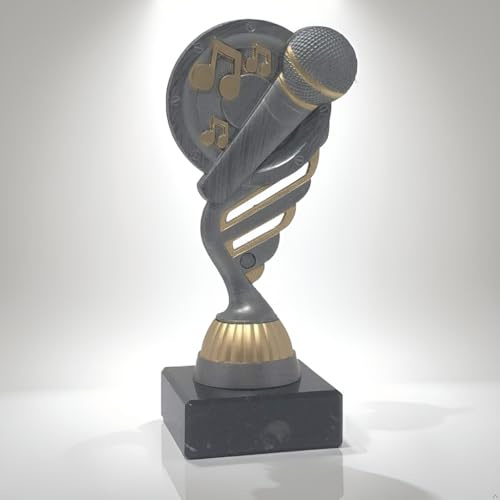 Generico Trofeo Microfono Karaoke – Coppa Premio Canto e Musica – Idea Regalo per Gare di Karaoke, FantaSanremo, Eventi Musicali, Contest Canori e Feste (h15cm)