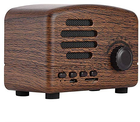 Retro Bluetooth CSR 4.0 Lautsprecher,portabel Holz Stereo Radio mit UKW/FM/Mic/USB/Erinnerung Karte/Unique Sound / 5 Zoll(Militärgrün)