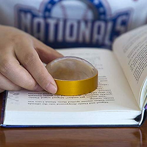 Rongon Reading Magnifier Loupe 4X Crystal Magnifying Glass Dome Portable Paperweight Optical Half Ball Lens Desktop Magnifier for Reading Books Map Magazine Newspaper（75MM）