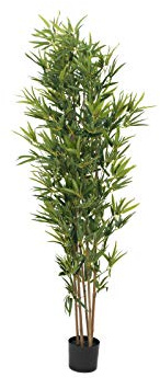 EUROPALMS Bambus deluxe, Kunstpflanze, 180cm | Naturstamm-Bambus mit Blättern aus hochwertigem PEVA