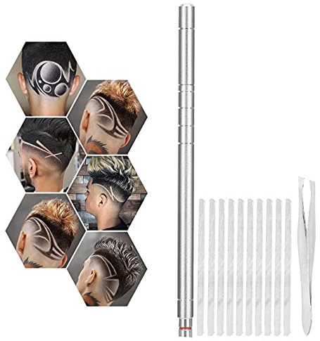 Lápiz de afeitar para el cabello, con 10 cuchillas de acero inoxidable para cejas, barba, para el diseño del pelo, barba en forma de cejas