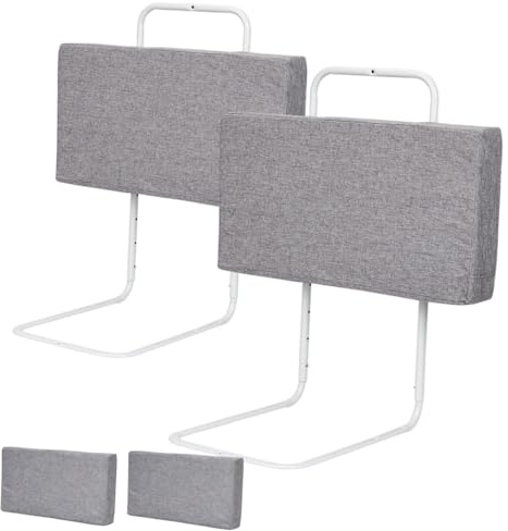 Ikodm Griglia di protezione per letto, 2 x 60 cm, per bambini, con 5 fori, regolabile in altezza, protezione da cadute per bambini, per lettino (120 cm, lino grigio)