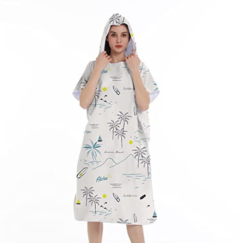 INDIRAN Surfing Regenponcho, Mit Reißverschluss Strand Tauchen Schwimmen Surfen Umkleide Bademantel Erwachsene Jugendliche Umkleidekabine mit Kapuze Handtuch
