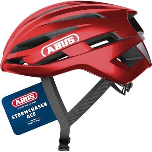 ABUS Rennradhelm StormChaser ACE - leichter Fahrradhelm für Radrennen, Gravelbike-Touren und Cyclocross - für Damen und Herren - Größe L, Rot