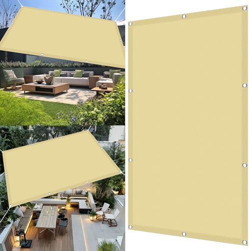 Vela Ombreggiante Parasole 150 x 150 cm Impermeabile Tenda da Sole Privacy Protezione Solare Protezione Raggi UV per Esterno, Giardino, Terrazza, Sabbia, Color Crema