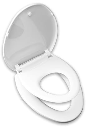 V-Shaped Family Toilet Seat 2-in-1 Soft Close Toilet Seat with Child Seat Built-in,Standard Size,Simple Top Fixing Loo Toilet Seat,Quick Release