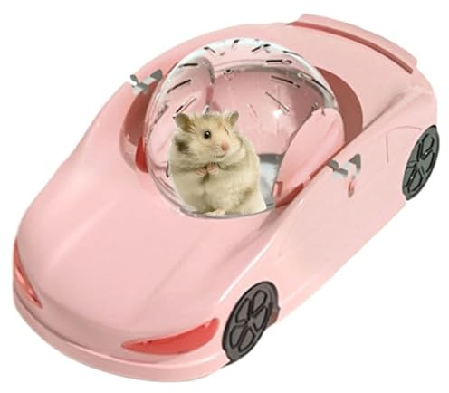 Hamster Running Ball - Interactive Hamsters Fitness Rolling Ball, Transparent Silent Exercise Wheel Toy for Small Pets, Fun Hamster Sports Car Toy, Running Wheel for Hamsters/Gerbils/Mice (Pink)