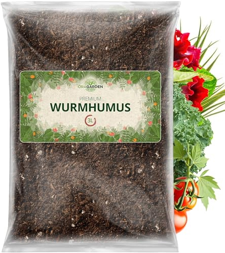 ORAGARDEN Wurmhumus 3L - Natürlicher Bodenaktivator für gesunde Pflanzen - Humus Erde Pflanzen und Garten