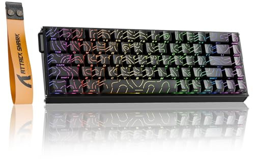 ATTACK SHARK X68MAX HE Rapid Trigger Kabelgebundene Gaming-Tastatur aus Aluminium,0.005mm RT-Genauigkeit,Hall-Effekt-Magnetschalter,Einstellbare Betätigung,8000Hz,0,08ms Latenz,RGB (Schwarze Konturen)