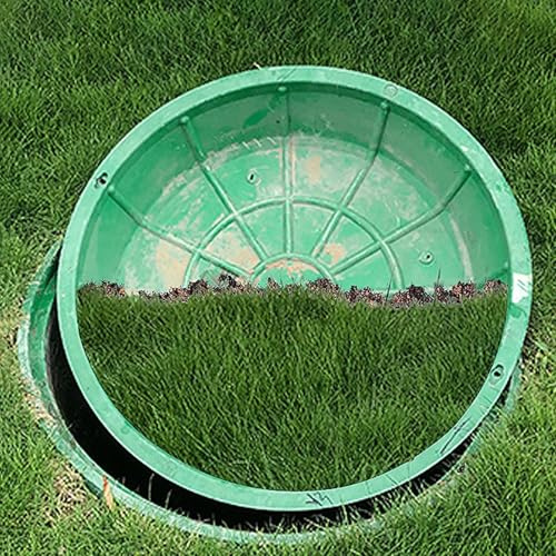 Couvercle rond vert pour trou d'égout et couvercle de bassin d'égout – 60 cm – Cadre d'inspection amovible pour pelouse – Facile à installer – Couverture de puits invisible