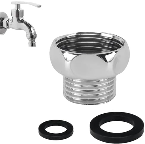Uqingo 1PCS Shower Hose Reducer Adaptor Connection, 3/4(25mm) Female to 1/2(20mm) Male, Chrome-Plated Brass Connector, Corrosion Resistant Shower Adapter Fitting for Hose 1m and Tap Connections