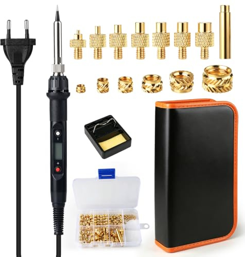 Kit Insertos Roscados, 80W Pirograbadores con M2-M8 Casquillos Roscados de Latón, Tuerca de Inserción para Embutir en Piezas de Impresora 3D por Calor