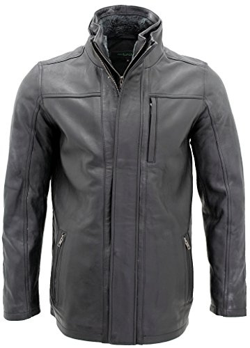 Hommes mi-Longueur Veste en Cuir Marron Chaud Classique XL