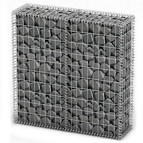 Tidyard Gabion Basket with Lids Galvanised Wire 100 x 100 x 30 cm Model141041