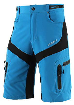 BERGRISAR MTB Hose Herren Kurz Fahrradhose Radlerhose Loose-fit mit 6 Tachen, Atmungsaktiv & Wasserabweisend 1806BG - Blau - X-Groß