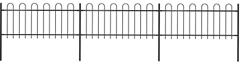 vidaXL Recinzione da Giardino con Parte Superiore ad Anello in Acciaio 537x80 cm Nera
