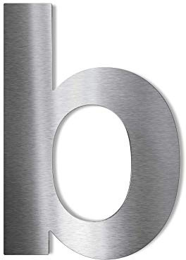 Metzler® Hausnummer Edelstahl selbstklebend mit modernem Design und Montage ohne Bohren Silber 75mm hoch pflegeleicht wetterfest Arial Schrift 3D Optik für Außenbereich Haustür Buchstabe b
