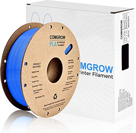 Comgrow PLA Filament 1.75mm 3D Printer Filament PLA for 3D Printer 1kg Spool (2.2lbs), Dimensional Accuracy of +/- 0.02mm PLA Blue