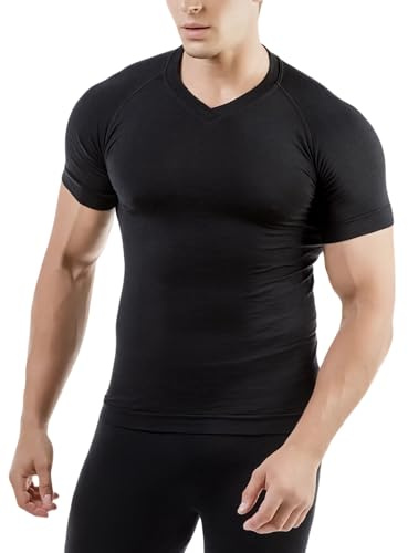 Relaxsan Zero 3010 (Negro, M) Camiseta Térmica Hombre Manga Corta Ropa Interior en Lana Merino y Fibra Dryarn