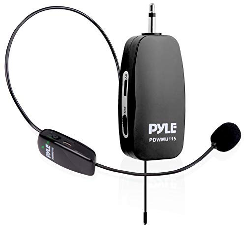 Pyle Multi-purpose UHF Wireless Microphone System - Professional Portable Wireless Microphone Kit with Microphone Headset Receiver Unit - Karaoke Conference DJ Party PDWMU115