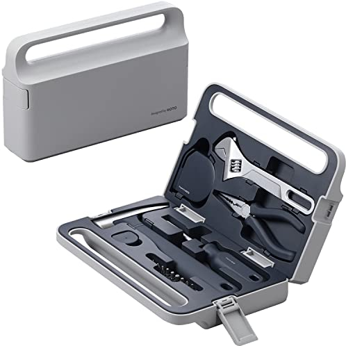 HOTO Set di Attrezzi Manuali per Riparazioni Domestiche e DIY, Utensili da Lavoro con Cacciavite, Chiave Inglese, Martello, Nastro, Pinza, Morsetto e Cassetta, Ideale per Casa e Ufficio