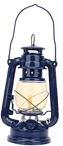 Lampe à Kérosène Camping Lampe a Huile Suspendu Kérosène Huile Lanterne Verre Lampe Petrole Pour Randonnée En Plein Air Pique-Nique Tente Décoration De La Maison Extérieur (Bleu)