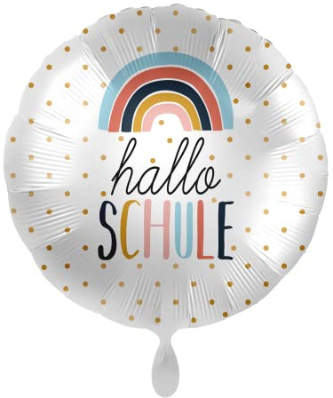 Premioloon Folienballon Hallo Schule mit Regenbogen Party Deko Schulbeginn Schulstart, 70509K