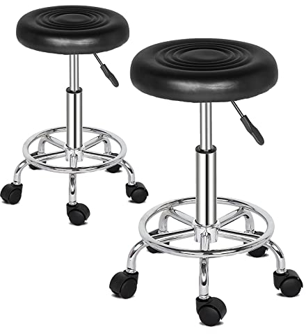 TactFire Rollhocker Arbeitshocker Drehhocker Höhenverstellbar 360° Drehbar Bürohocker Drehhocker für Büro Salon Massage Spa (2, Schwarz2)