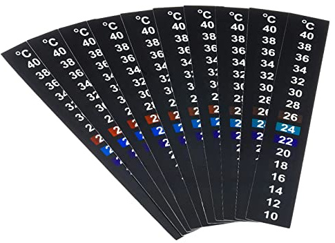 PATIKIL 10 Stück Temperaturstreifen selbstklebende 10-40C 50-104F | digitale Temperaturanzeige Stick auf Flaschentank, Für Bier Wein Gemüse Gärung