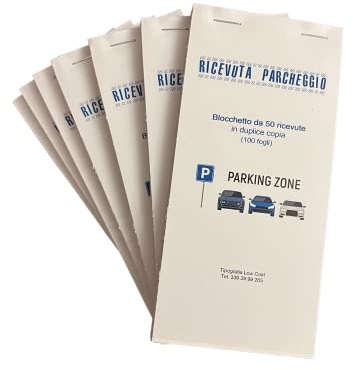 Ricevuta Parcheggio, Parking. Blocchetti in carta Copiativa, F.to 8x17 cm, 50 ricevute in duplice copia ogni blocco. (20)