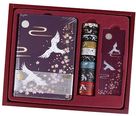 CLoxks Reisetagebuch, Notizbuch, Geschenkset, chinesisches Schreibheft, Papier, rot, Notizbuch im chinesischen Stil, exquisites Notizbuch, Vintage-Tagebuch-Set