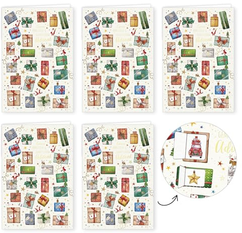 PremiumLine Adventskalenderkarte, 5 Stück inkl. Briefumschlag | Adventskalender Karten mit Türchen | umweltfreundlicher Naturkarton, 11,5 x 17cm | Skorpion Weihnachtskarten