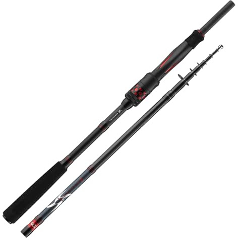 DAIWA Ninja X-Compact Spin 8010MH, 2,45m, 8ft, 15-50g, 9+1Sezioni, Canna da Pesca Telescopica da Viaggio in Robusta Custodia Rigida