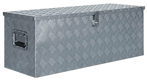 Camerina Aluminiumkiste 110,5×38,5×40 cm Silbern Aluminium-Werkzeugkiste Aufbewahrung AutoanhäNger ZubehöR